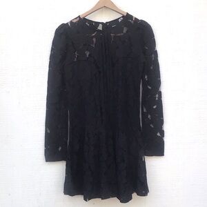 American Retro April lace black long sleeve goth romantic dress